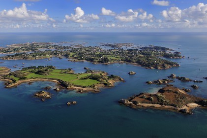 France, Cotes-d'Armor, Brehat island on the foreground (aerial view)