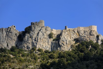 France, Aude (11), Pays Cathare, le château de Peyrepertuse du XIIe siecle