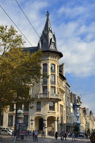 France, Meurthe-et-Moselle (54), Nancy, rue Saint-Jean, ancienne banque Renauld et actuelle BNP Paribas de style Art Nouveau