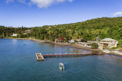 Caribbean, Dominica Island, Toucari Bay north of Portsmouth (aerial view)