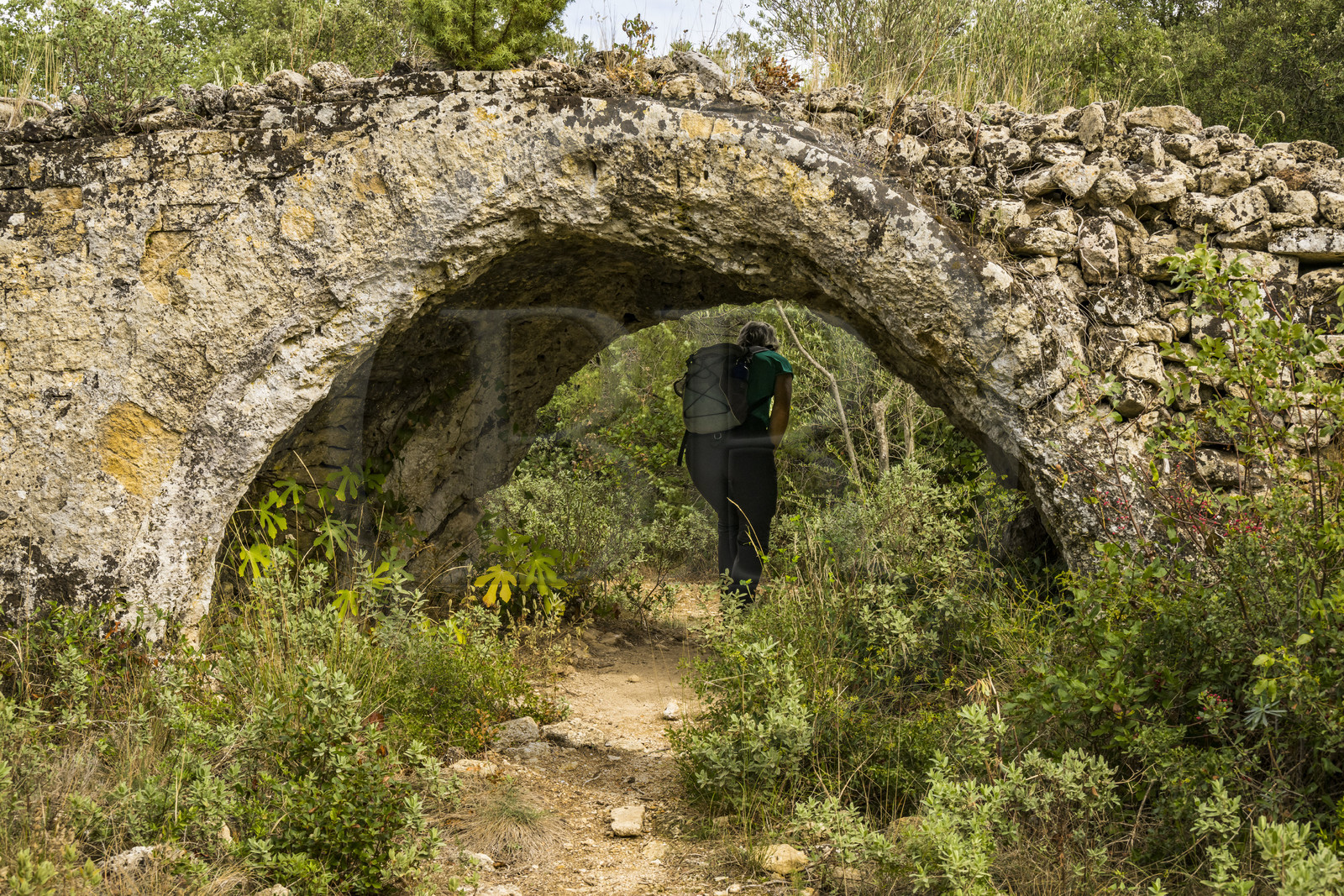 France, Gard, Vers Pont du Gard, remains of the Roman aqueduct over 52 km long which brought water from the Fontaine d'Eure at the foot of Uzès to Nimes via the Pont du Gard