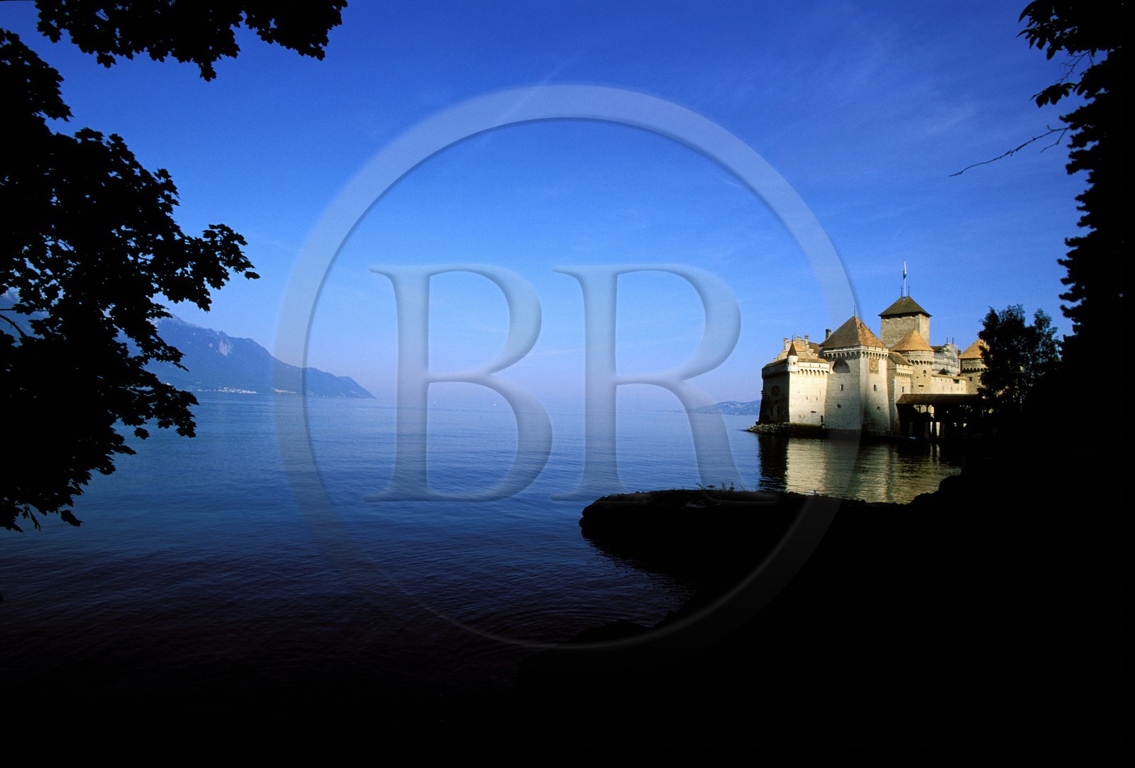 Switzerland, Vaud Region, Chillon castle on Leman Lake, south of Montreux