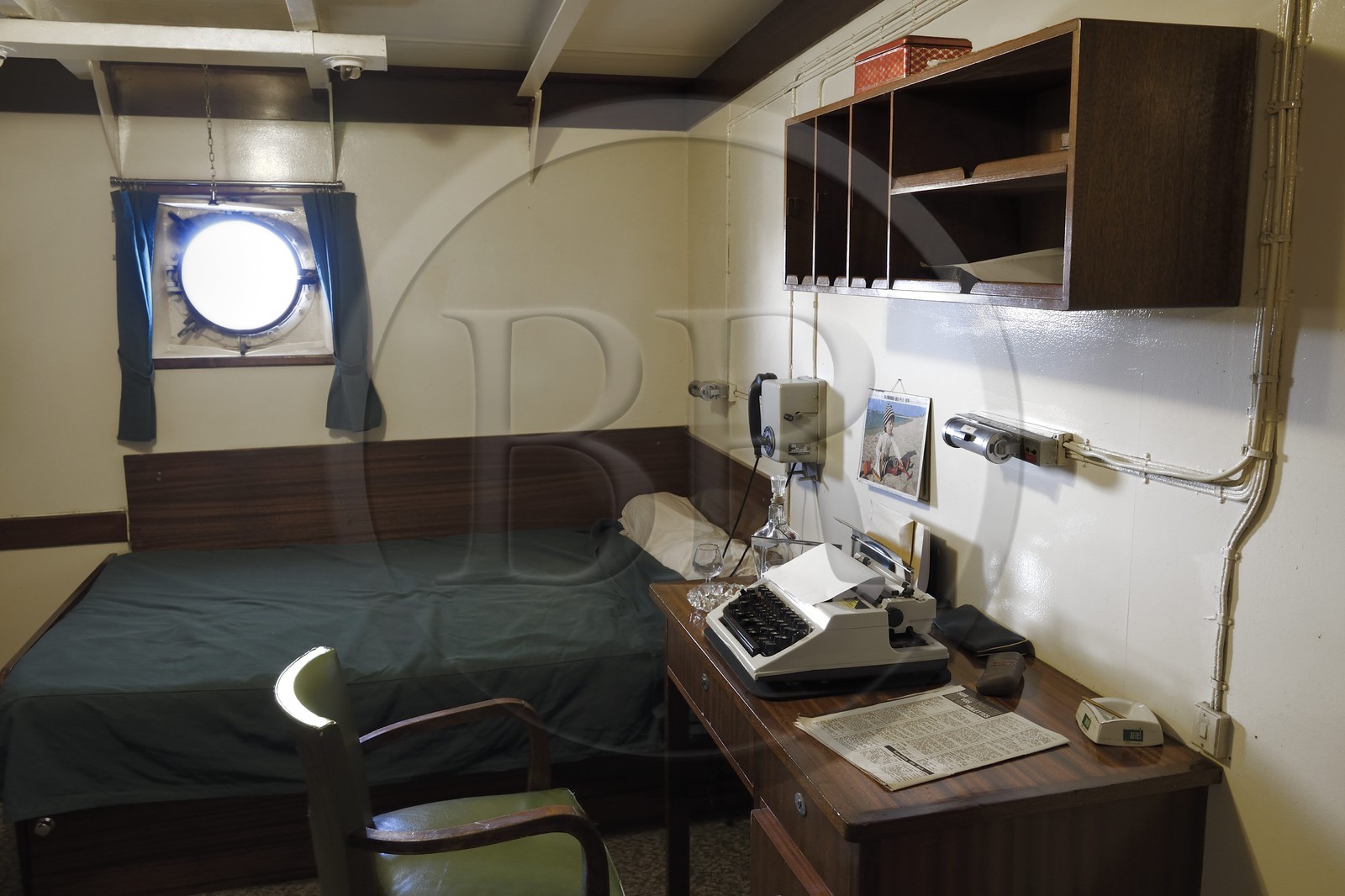 France, Charente-Maritime, La Rochelle, the Basin of the great yachts, Maritime Museum, the Frigate France I, officers deck, a cabin