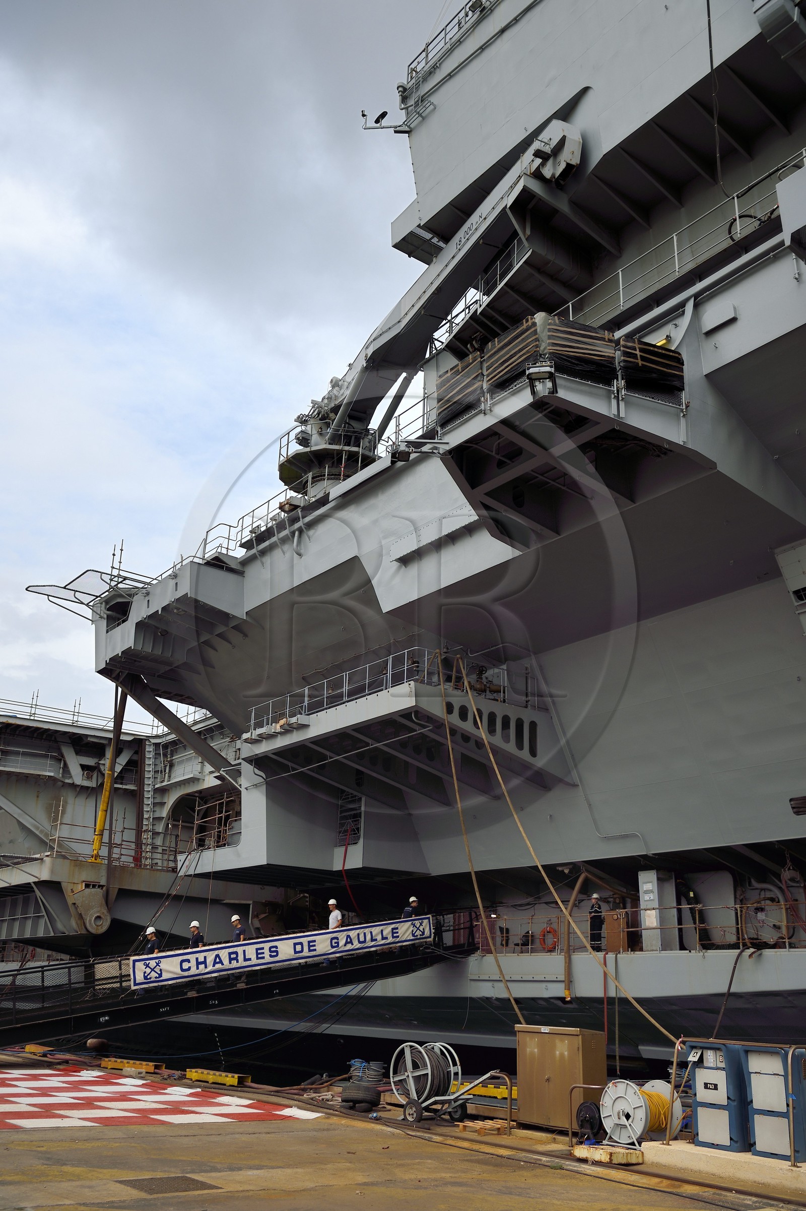 France, Var, Toulon, the naval base (Arsenal), the Charles de Gaulle nuclear-powered aircraft carrier on mid-life renovation