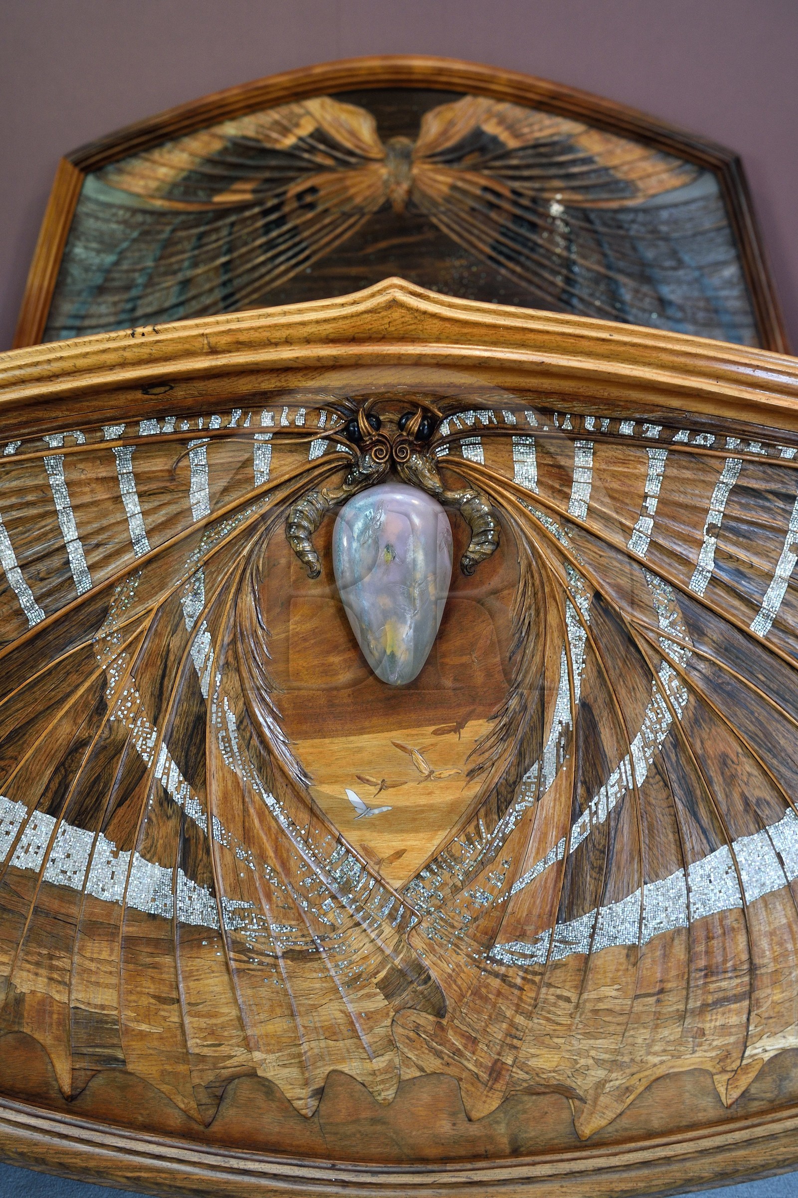 France, Meurthe-et-Moselle, Nancy, Ecole de Nancy Museum, bed Aube et Crepuscule (Dawn and Dusk) (1904) by Emile Galle