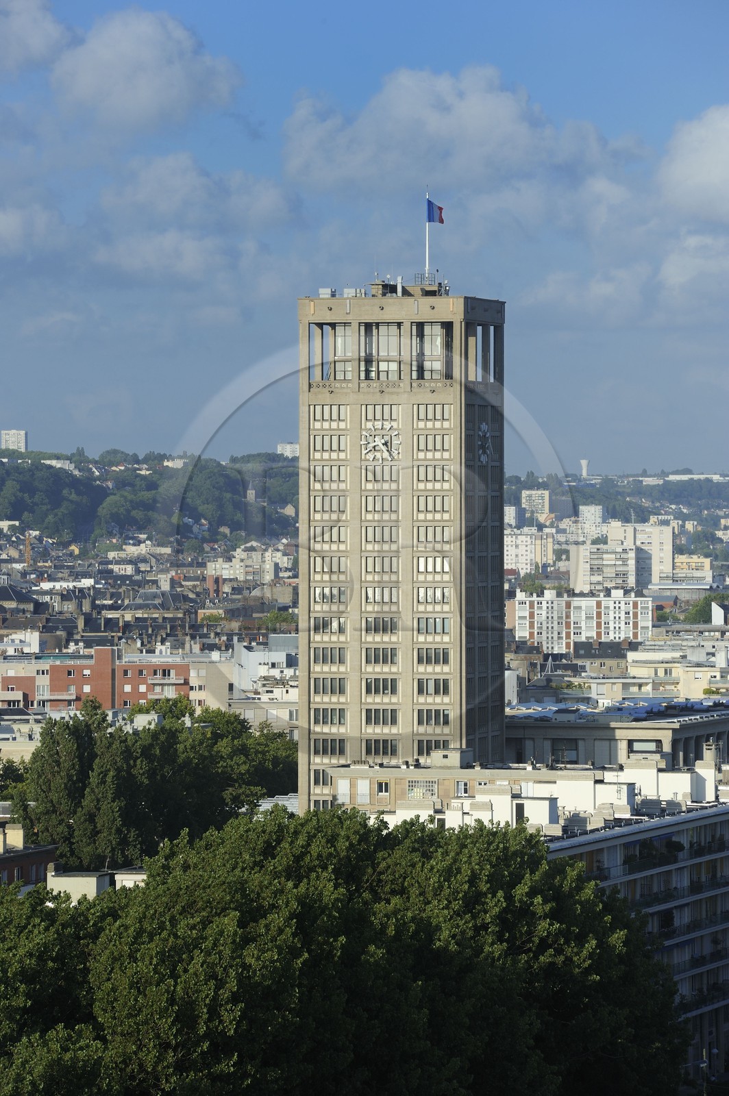 France, Seine Maritime, Le Havre, Downtown rebuilt by Auguste Perret listed as World Heritage by UNESCO, the City Hall of Perret (1958)