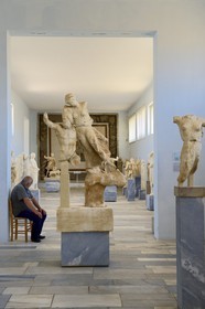 Grèce, île de Delos, classée Patrimoine Mondial de l'UNESCO, site archéologique de Délos, le musée archéologique