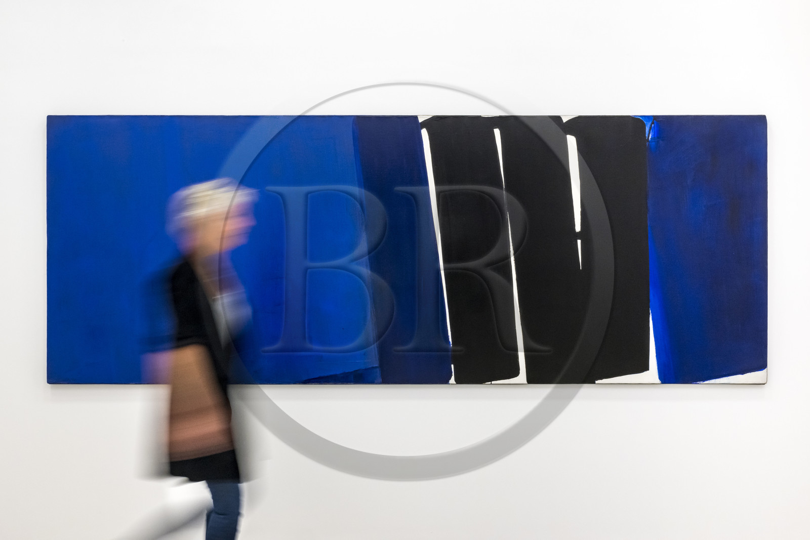 France, Hérault (34), Montpellier, centre historique, musée Fabre, salles dédiées à l'artiste Pierre Soulages (1919-2022), peinture 130x349cm, 16 aout 1971