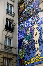France, Paris (75), peinture murale rue des Haudriettes dans le 3ème arrondissement