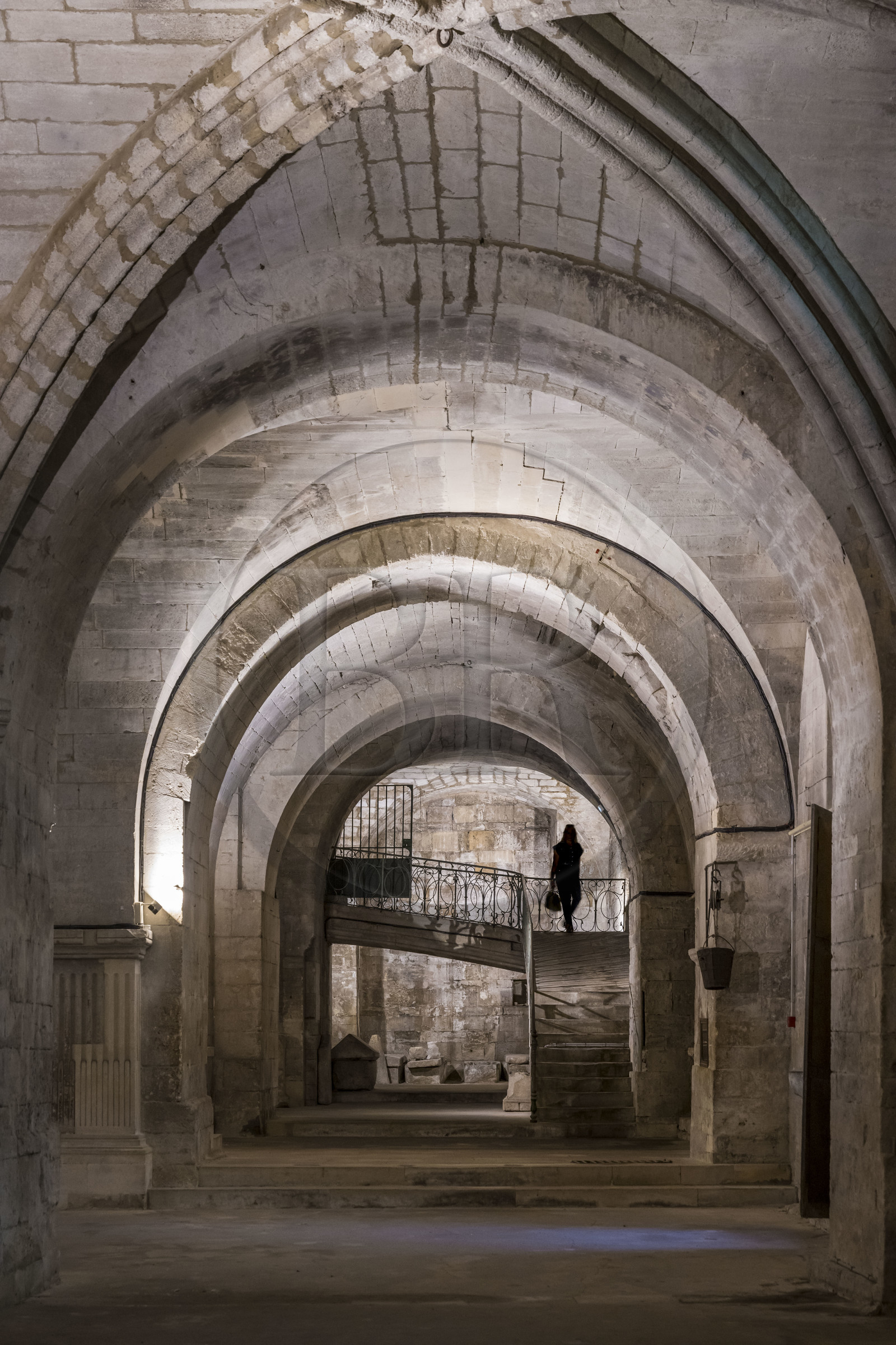 France, Gard (30), Saint-Gilles du Gard, église abbatiale de Saint-Gilles du XIIème-XIIIème siècle, classée Patrimoine Mondial de l'UNESCO au titre des chemins de Saint-Jacques de Compostelle en France, crypte ou église basse abritant le tombeau de Saint Gilles