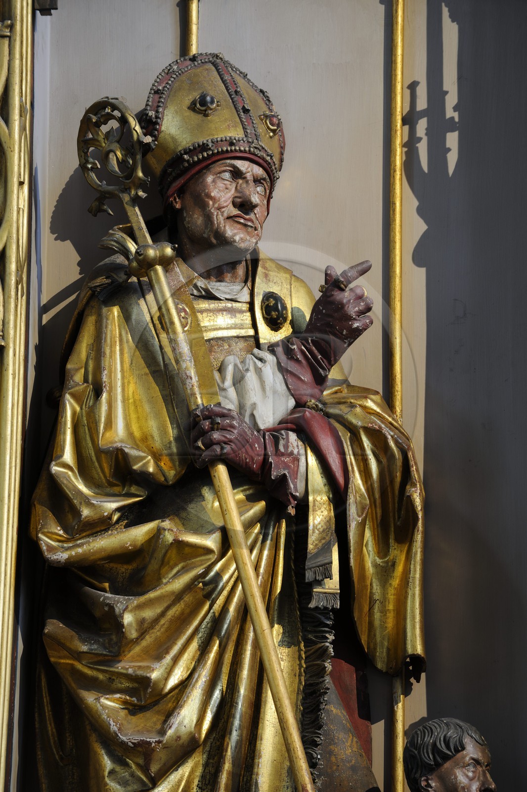 France, Haut-Rhin (68), Colmar, le musée Unterlinden, le retable d'Issenheim attribué à Grünewald, sculptures de Nicolas de Haguenau qui occupent le centre de la caisse