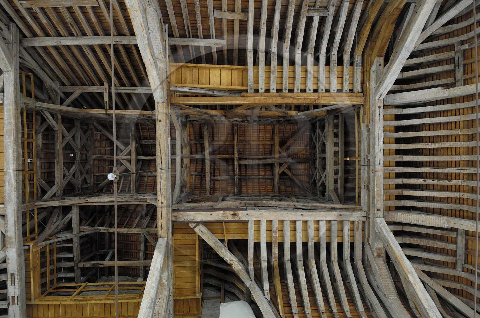 France, Loir et Cher, Loire Valley listed as World Heritage by UNESCO, Chateau de Blois, wood framing a gabled roof attic of Gaston d'Orleans wing