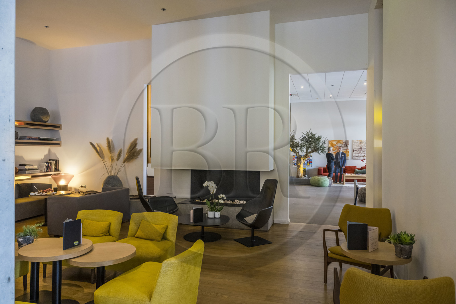 France, Hérault (34), Montpellier,  quartier de Port Marianne, Hotel Courtyard by Marriott à l'architecture contemporaine, le lobby