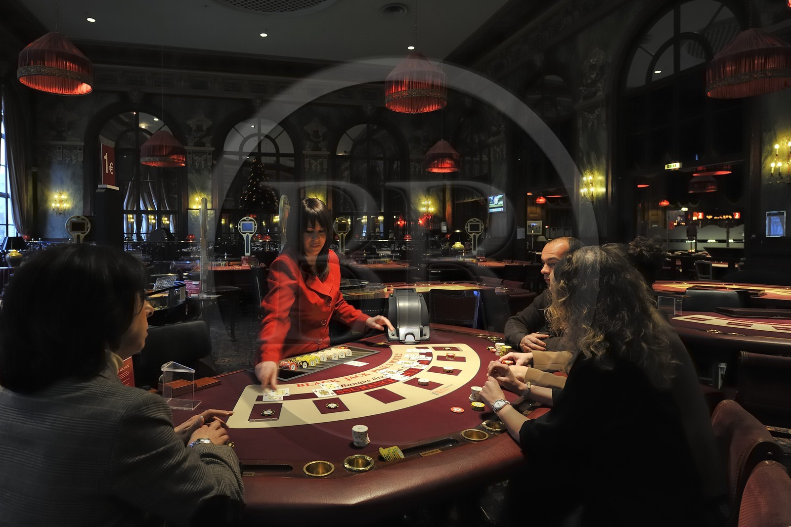 France, Calvados (14), Pays d'Auge, Deauville, le Casino, table de Black Jack