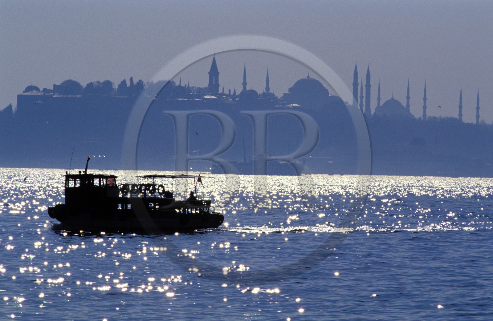 Turkey, Istanbul, the Bosporus Strait and the blue mosque