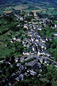 France, Correze, Turenne, labelled Les Plus Beaux Villages de France (The Most Beautiful Villages of France), the village (aerial view)
