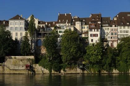 Switzerland, Canton Basel-Stadt, Basel, The left bank of the river Rhine and the Cathedral District