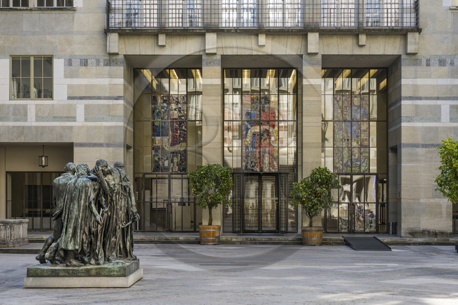 Suisse, Bâle, le Kunstmuseum Basel Hauptbau (musée d'Art) de 1936, les Bourgeois de Calais du sculpteur Rodin