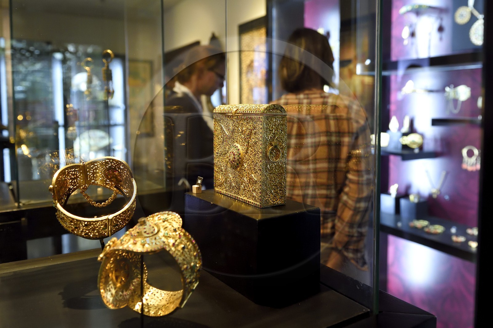 Morocco, Casablanca, Abderrahman Slaoui museum called the Collector's House, Kholkhal (ankle) and Dalil (Koran box) in gold and precious stones