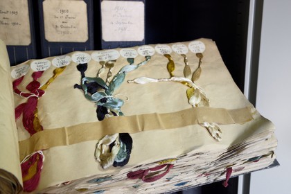 France, Rhone, Lyon, La Croix Rousse District, Silk manufacturer Prelle, the archives have several tens of thousands of documents, book of references of colors preserved by the manufactures for the dyer to reproduce the same color channels