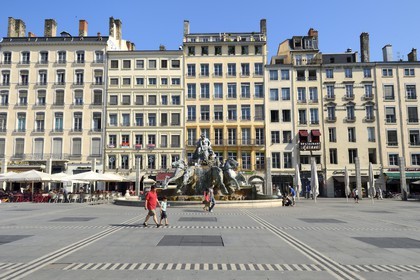 France, Rhône (69), Lyon, site historique classé Patrimoine Mondial de l'UNESCO, Place des Terreaux, la Fontaine de Bartholdi