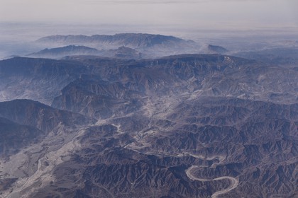 Sultanat d'Oman, côte nord vers le Jebel Shams (vue aérienne)