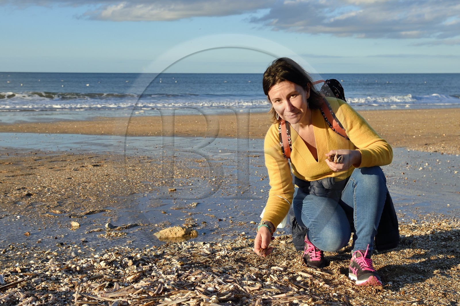 France, Calvados (14), Pays d'Auge, la côte Fleurie, Cabourg, promenade sur la plage de la station balnéaire