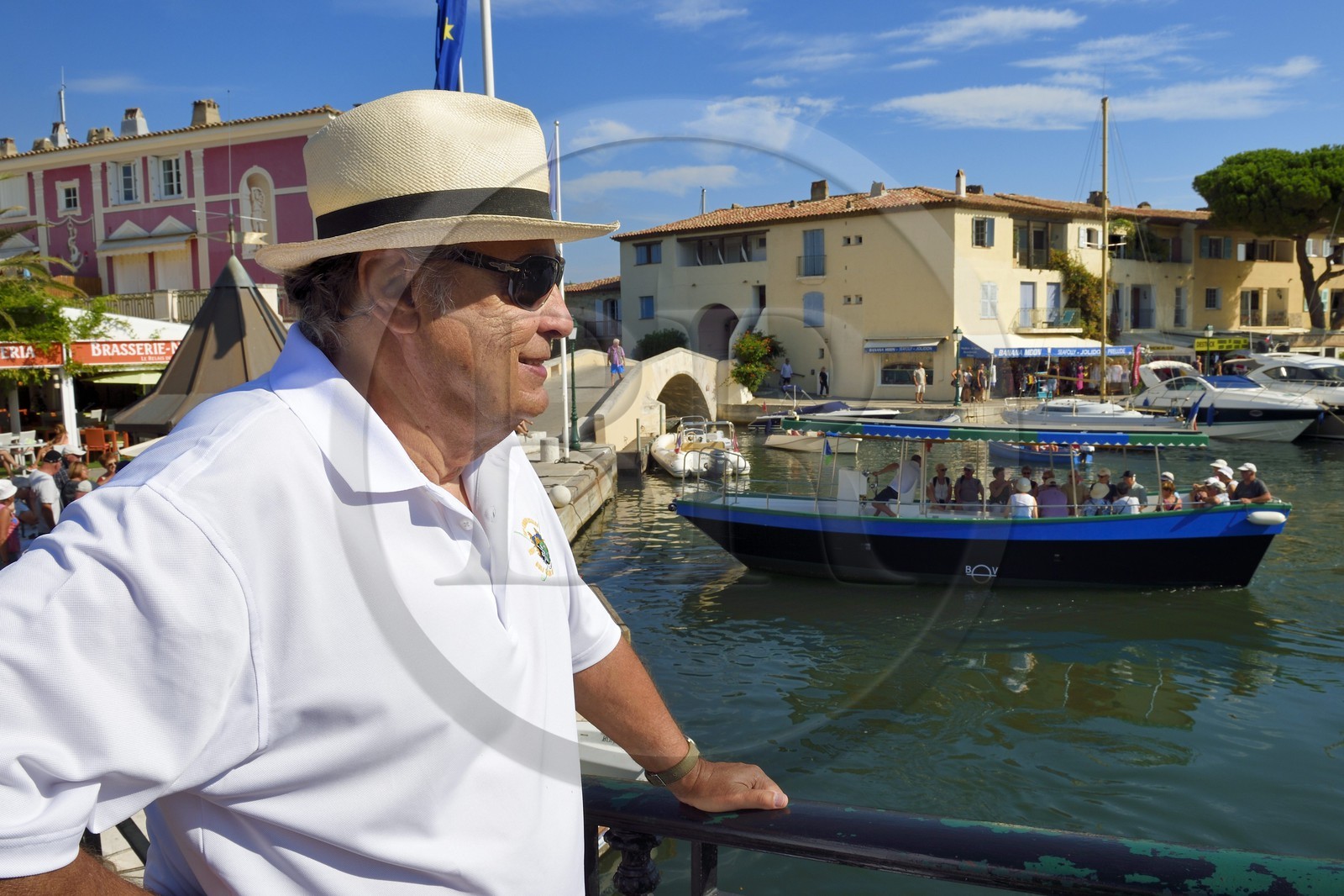 France, Var, Gulf of St Tropez, the Port Grimaud seaside town,  Jean-Claude Filhastre is a pioneer residents of Port-Grimaud