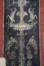 France, Rhone, Lyon, Saint Romain en Gal, Gallo-Roman Museum of Saint-Romain-en-Gal, mural called the Candelabra Painting from the peristyle of a Vienna house