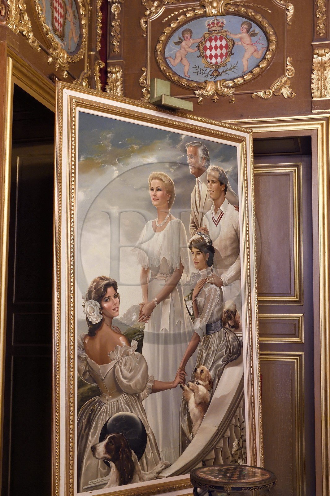 Principauté de Monaco, Monaco, le Rocher, le palais princier, peinture de la famille Grimaldi en 1981
