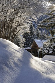 Suisse, Canton de Vaud, Villars sur Ollon, chalet sous la neige
