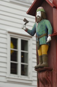 Norway, Hordaland County, Bergen, wooden houses in Bryggen District, listed as World Heritage by UNESCO, former trading post of the Hanseatic League