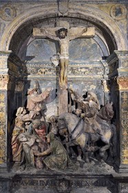 France, Meuse (55), Parc régional de Lorraine, Cotes de Meuse, Vigneulles-lès-Hattonchâtel, église Saint-Maur, Retable de la Passion du Christ attribué au sculpteur Ligier Richier (XVIème siècle)