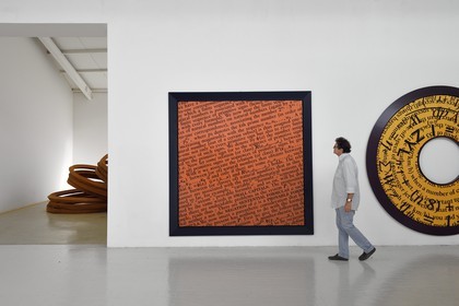 France, Var, Le Muy, Fondation Bernar Venet, Venet paintings in the former factory converted into an exhibition hall