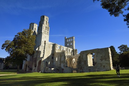 France, Seine-Maritime, France, Seine Maritime, Pays de Caux, Norman Seine River Meanders Regional Nature Park, Jumieges, abbey of Saint Pierre de Jumieges founded in the 7th century