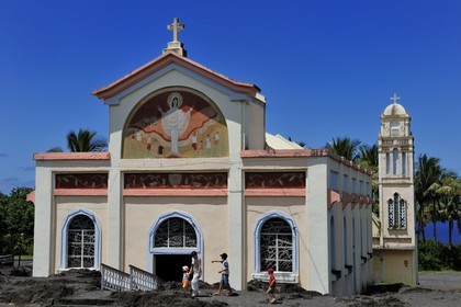 France, Réunion island (French overseas department), east coast, the Piton Sainte-Rose church miraculously spared by the lava flow of 1977