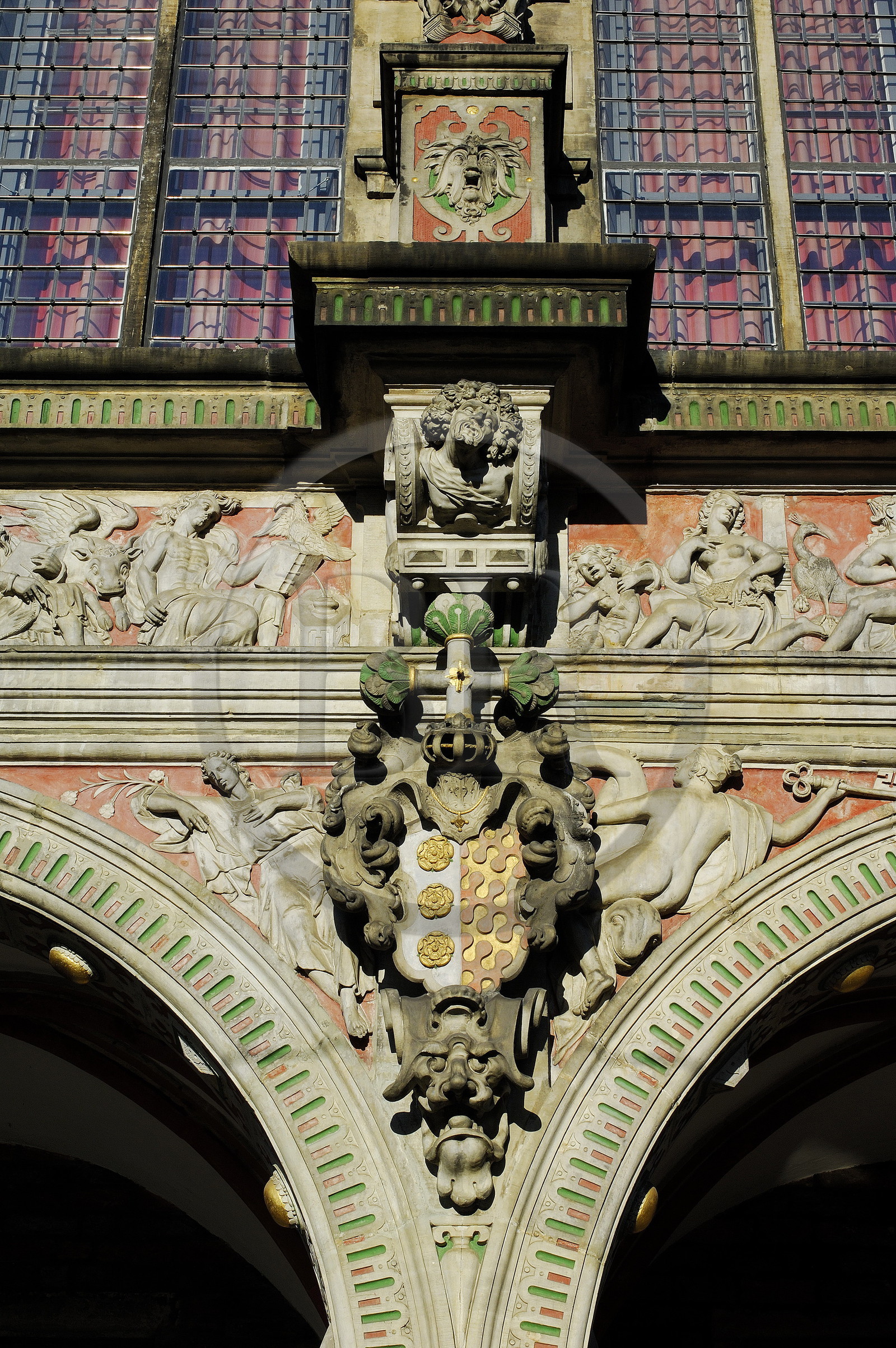 Germany, Bremen, detail of the facade of the City Hall (Rathaus)