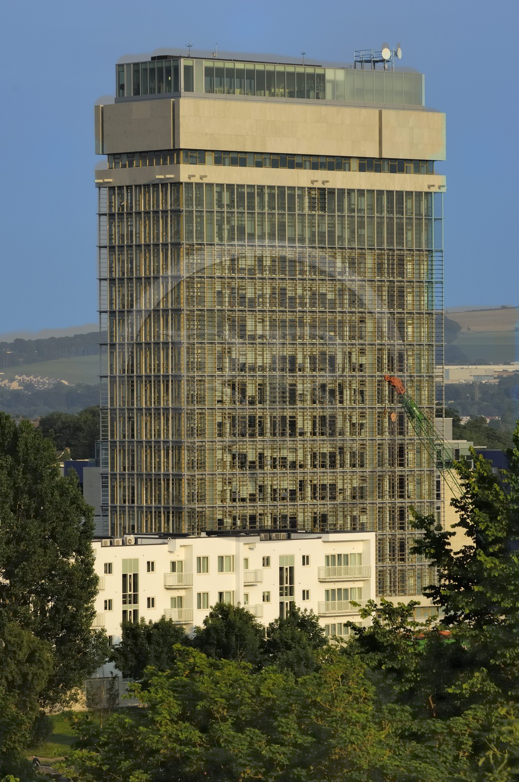 Irlande, Comté de Cork, Cork, rehabilitation d'un immeuble de 1968, le County Hall, par l'architecte Shay Cleary