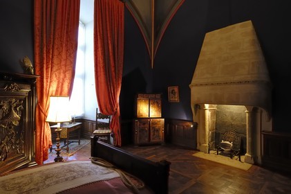 France, Maine et Loire (49), château de Montreuil-Bellay, chambre à coucher
