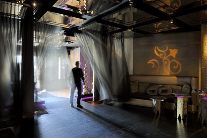 Turkey, Istanbul, Besiktas District, W Hotel in the Akaretler historical housing with terrace, five star hotel of the W American chain, lobby with Turkish decoration