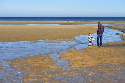 France, Calvados (14), Pays d'Auge, la côte Fleurie, Cabourg, la plage de la station balnéaire
