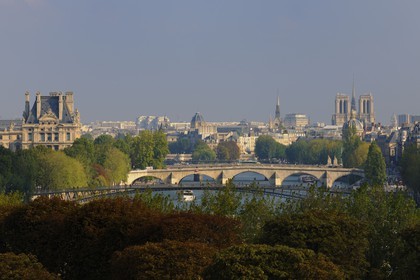 France, Paris (75), les rives de la Seine, classées Patrimoine Mondial de l'UNESCO, le Louvre, le pont Royal et la cathédrale Notre-Dame