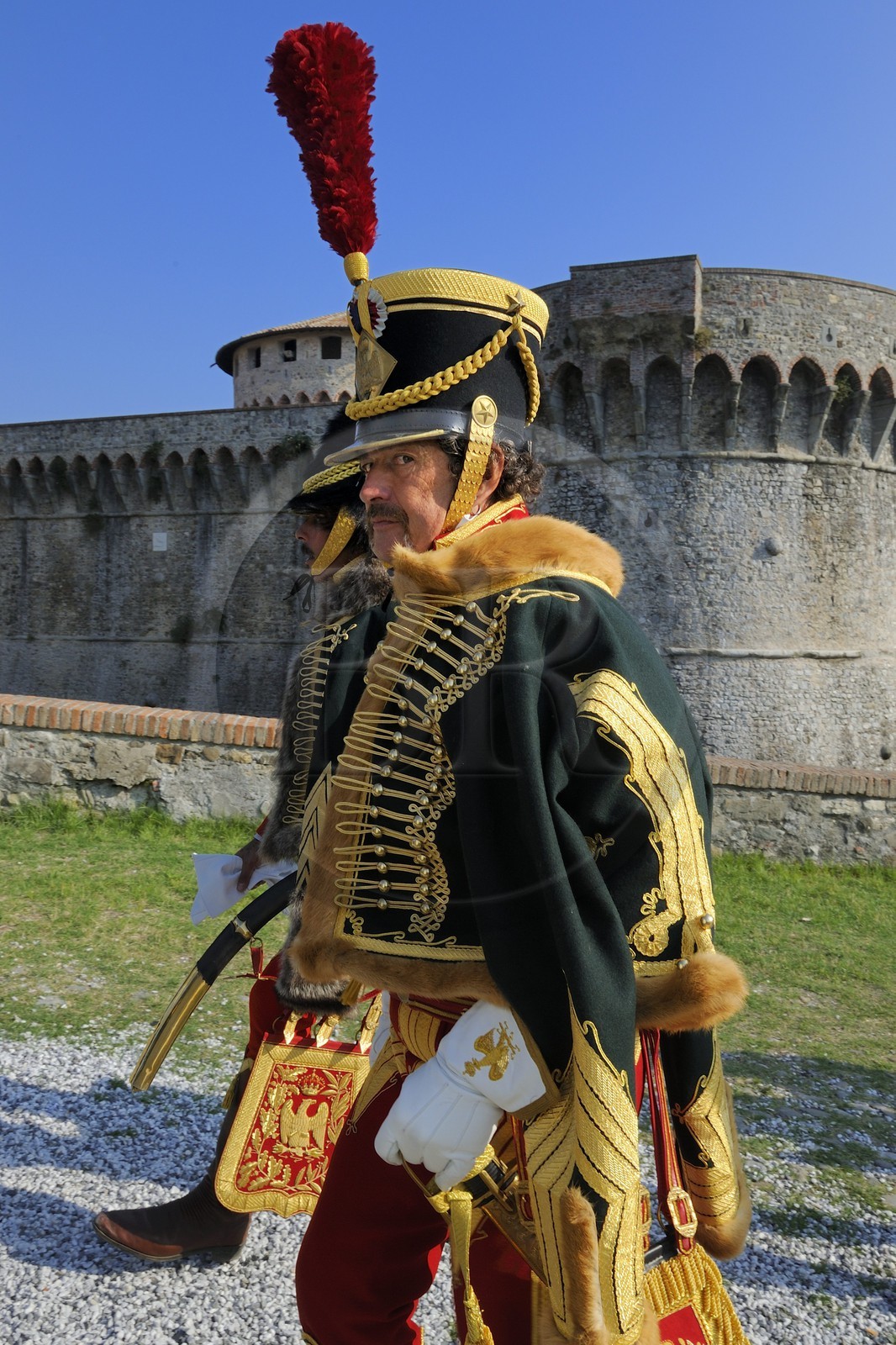 Italie, Ligurie, Sarzana, Napoleon Festival, troupes françaises de la Grande Armée, un cavalier du 7e de hussards