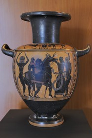 Italy, Lazio , Province of Viterbo, Montalto di Castro, ancient Etruscan city of Vulci, etruscan vase