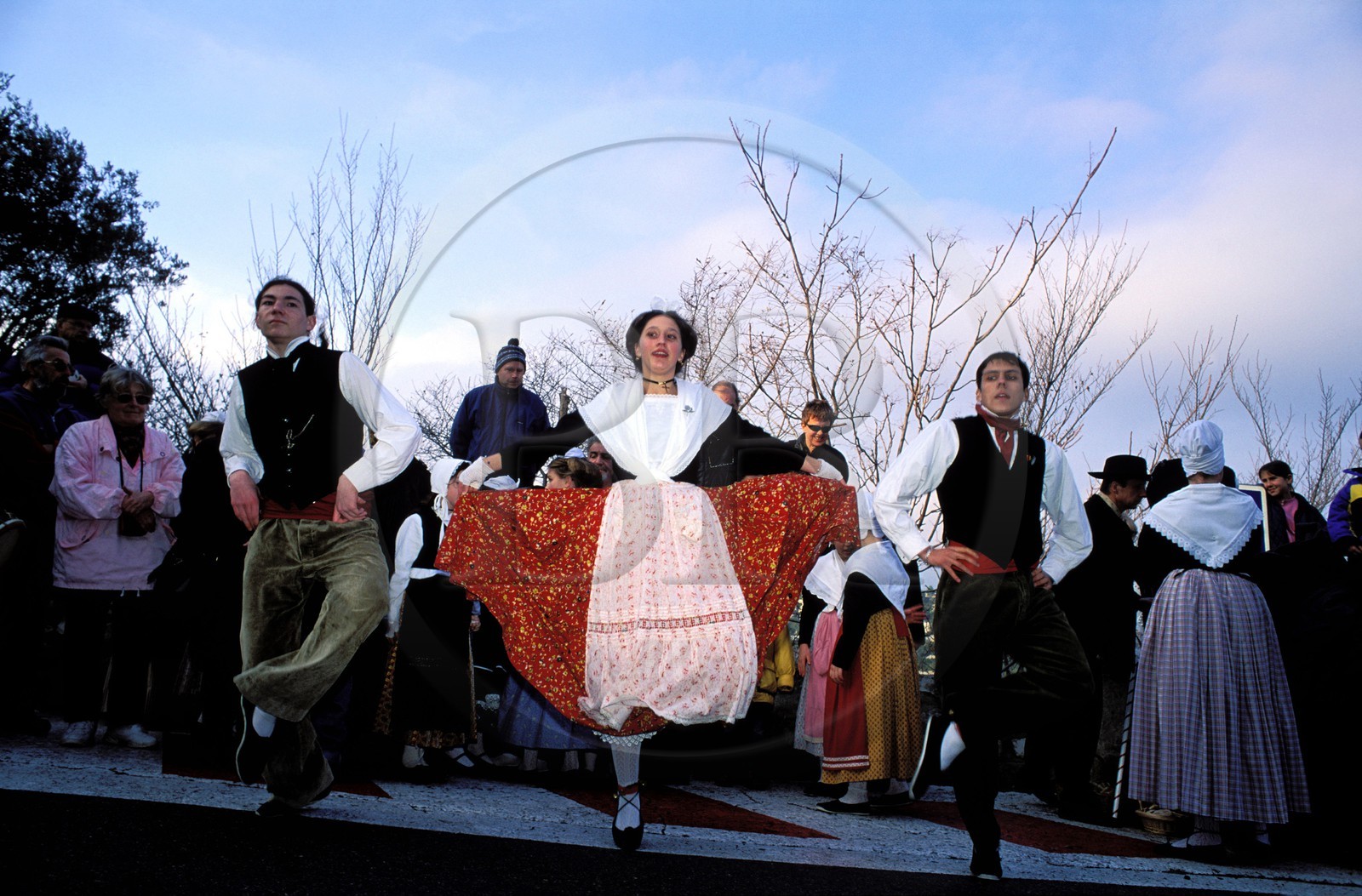 France, Bouches du Rhone, Les Baux de Provence village, labelled Les Plus Beaux Villages de France (The Most Beautiful Villages of France), Provence traditional dance: the aubade (dawn serenade)