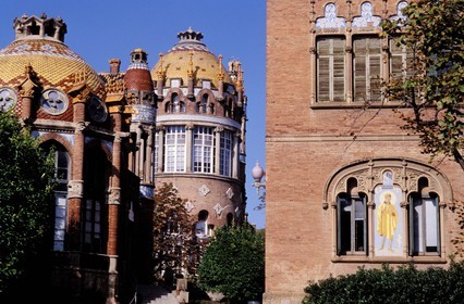 Spain, Catalonia, Barcelona, Carrer de Cartagena, Hospital de la Santa Creu i de Sant Pau (1905 1908), listed as World Heritage by UNESCO, by architect Luis Domènech I Montaner