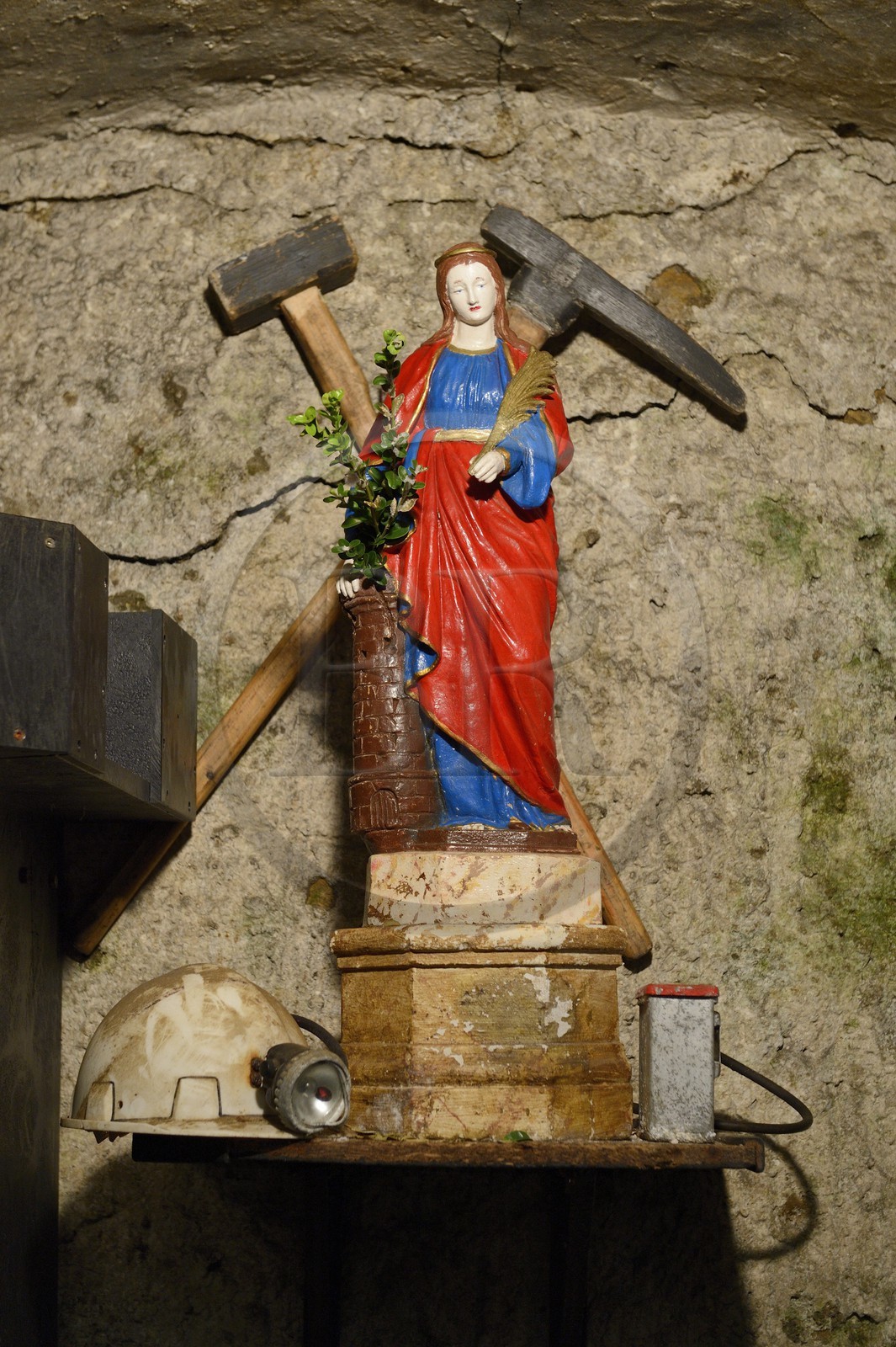 France, Moselle, Fensch Valley, Neufchef, old iron mine of Hayange, Saint Barbara protector of the miners