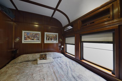 Namibia, Erongo region, Swakopmund, the Shongololo express train, the sleeping car or sleeper, in the cabin