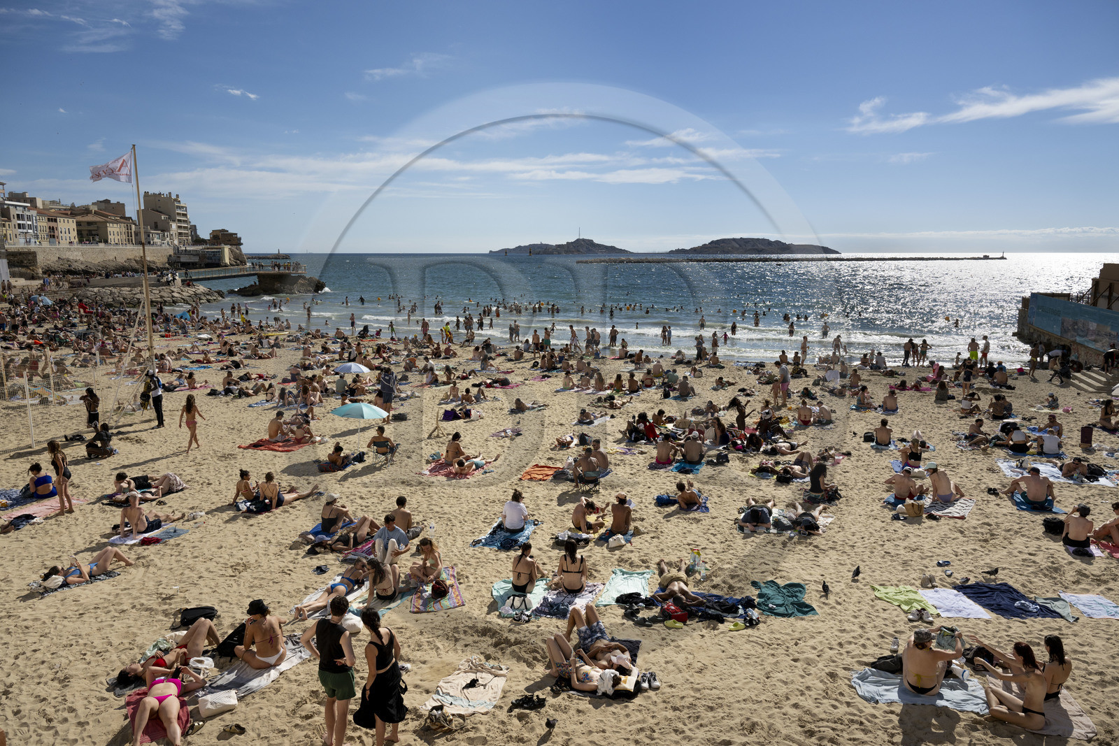 France, Bouches-du-Rhône (13), Marseille, quartier des Catalans, la plage des Catalans
