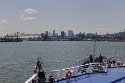 Canada, Quebec Province, Montreal and the Jacques Cartier Bridge on the Saint Lawrence River